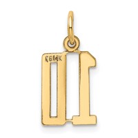 14K Yellow Gold Small Elongated Number 10 Charm view 3