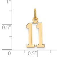 14K Yellow Gold Small Elongated Number 11 Charm view 4