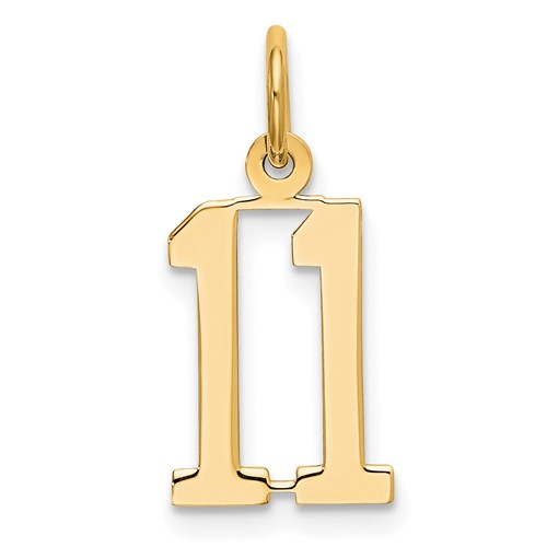 14K Yellow Gold Small Elongated Number 11 Charm