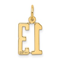 14K Yellow Gold Small Elongated Number 13 Charm view 3