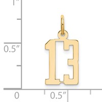 14K Yellow Gold Small Elongated Number 13 Charm view 4