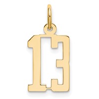 14K Yellow Gold Small Elongated Number 13 Charm view 1