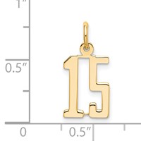 14K Small Elongated Number 15 Charm view 4