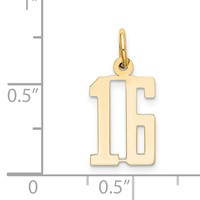 14K Yellow Gold Small Elongated Number 16 Charm view 2