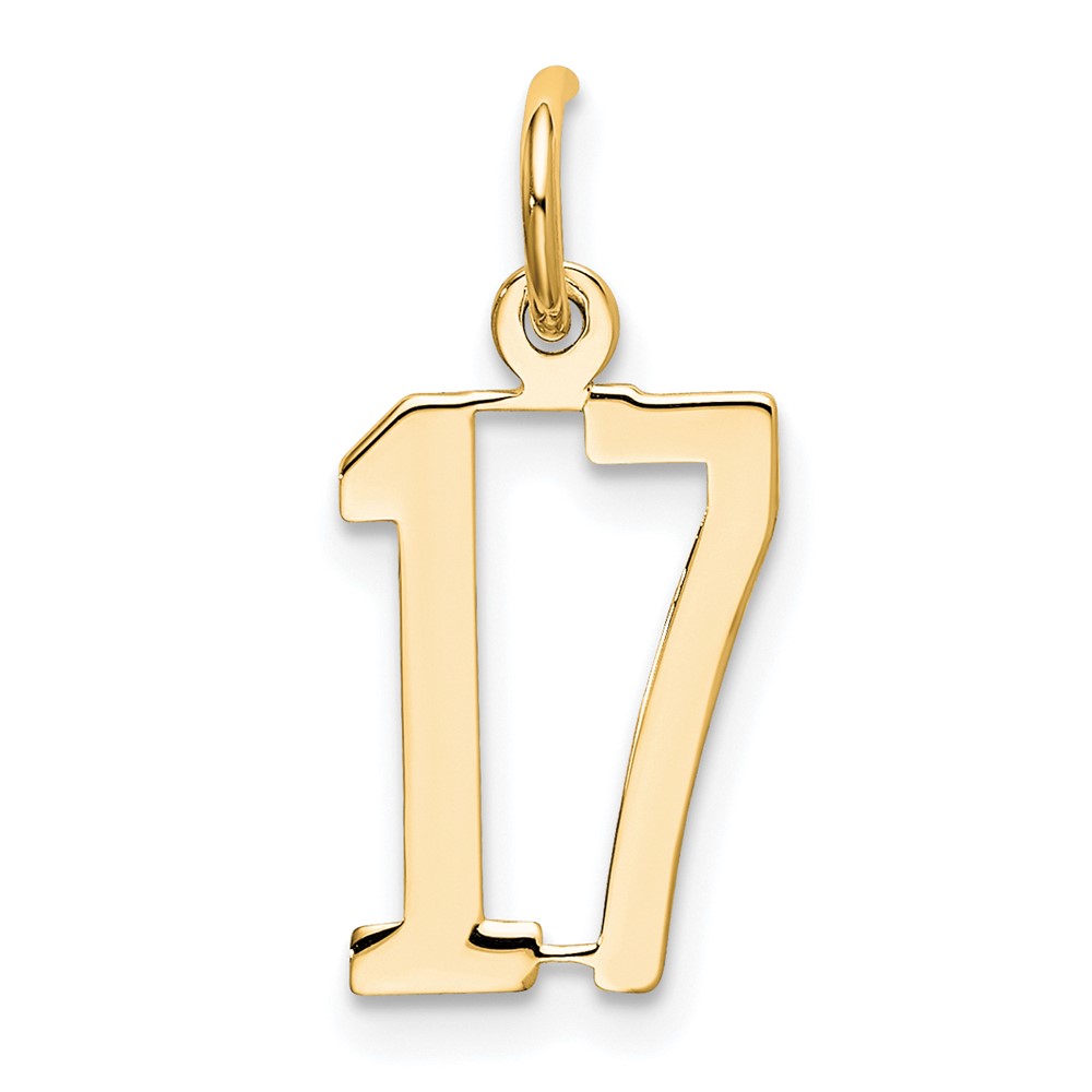 14K Small Elongated Number 17 Charm
