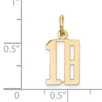 14K Yellow Gold Small Elongated Number 18 Charm view 3