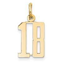 14K Yellow Gold Small Elongated Number 18 Charm view 1
