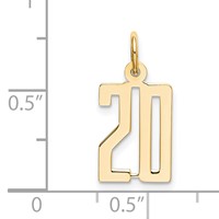 14K Yellow Gold Small Elongated Number 20 Charm view 3