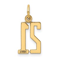 14K Yellow Gold Small Elongated Number 21 Charm view 3