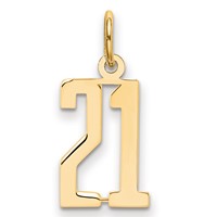 14K Yellow Gold Small Elongated Number 21 Charm view 1