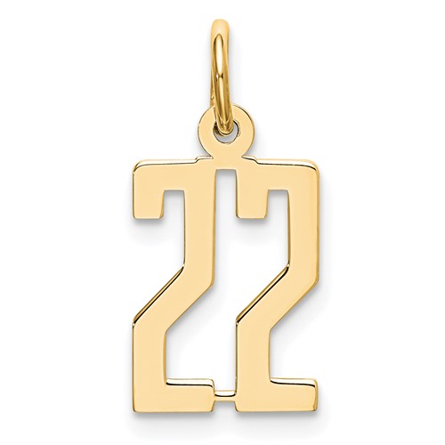 14K Small Elongated Number 22 Charm