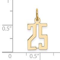 14K Yellow Gold Small Elongated Number 25 Charm view 2