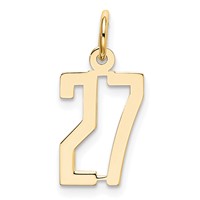 14K Yellow Gold Small Elongated Number 27 Charm view 1