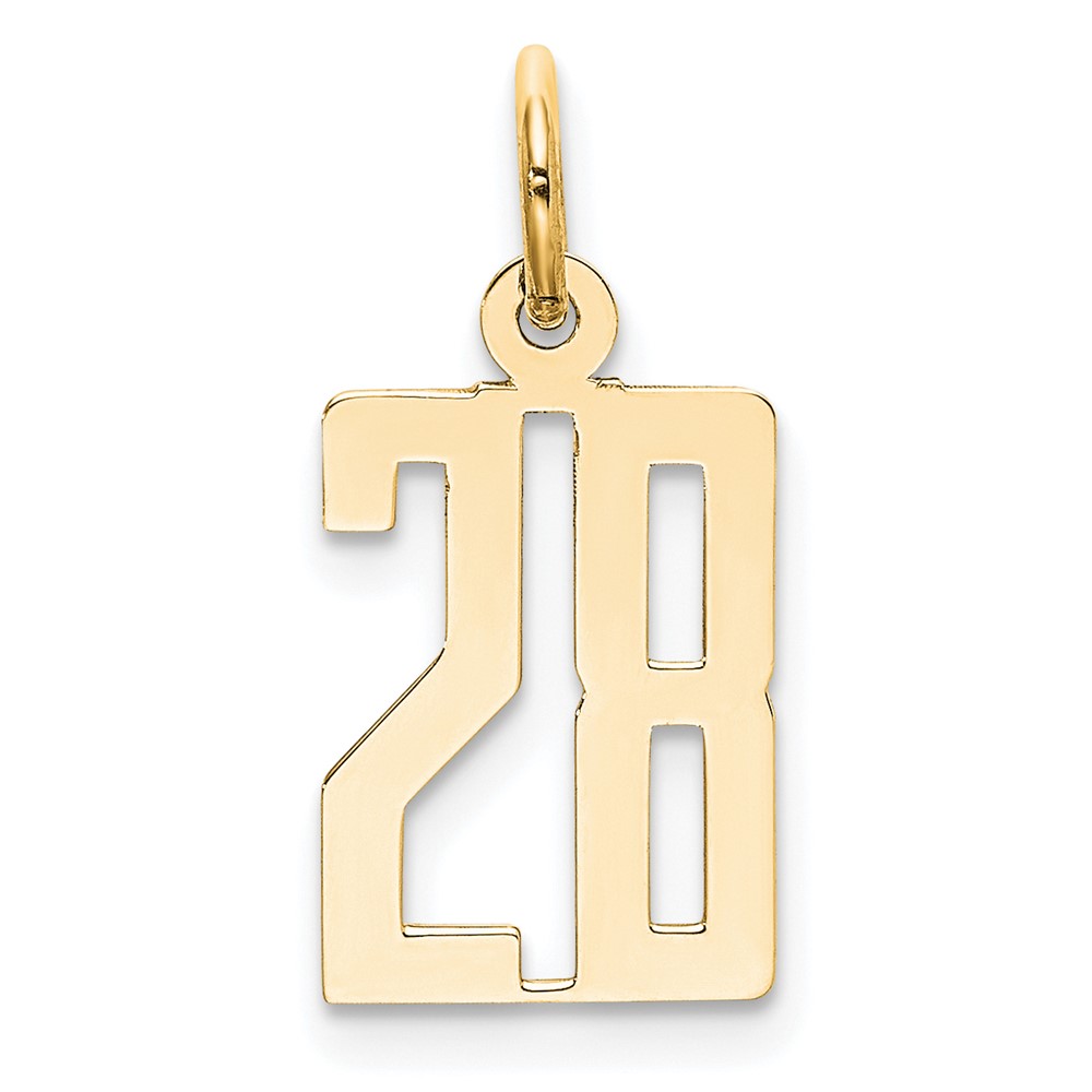 14K Small Elongated Number 28 Charm
