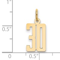 14K Yellow Gold Small Elongated Number 30 Charm view 4