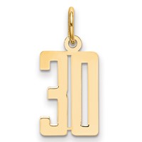 14K Yellow Gold Small Elongated Number 30 Charm view 1