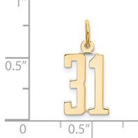 14K Yellow Gold Small Elongated Number 31 Charm view 4