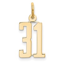 14K Yellow Gold Small Elongated Number 31 Charm view 1