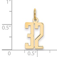 14K Yellow Gold Small Elongated Number 32 Charm view 3