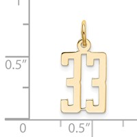 14K Yellow Gold Small Elongated Number 33 Charm view 4