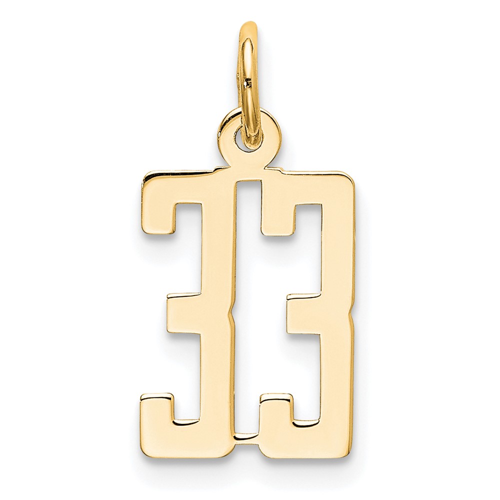 14K Yellow Gold Small Elongated Number 33 Charm