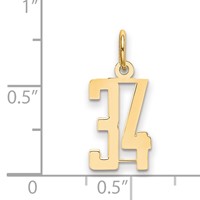 14K Yellow Gold Small Elongated Number 34 Charm view 4