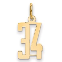14K Yellow Gold Small Elongated Number 34 Charm view 1