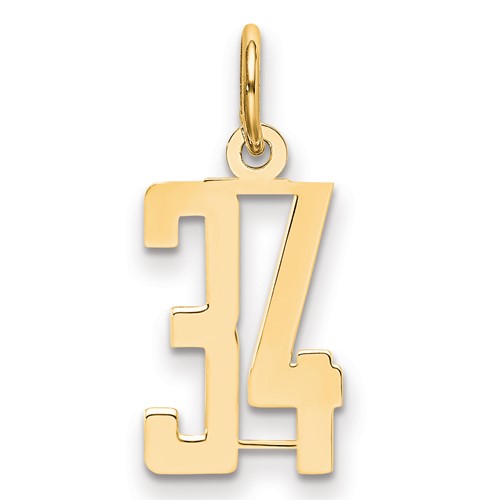 14K Yellow Gold Small Elongated Number 34 Charm