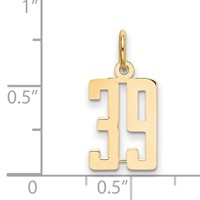 14K Yellow Gold Small Elongated Number 39 Charm view 2