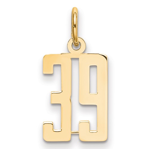 14K Yellow Gold Small Elongated Number 39 Charm