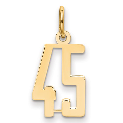 14K Yellow Gold Small Elongated Number 45 Charm