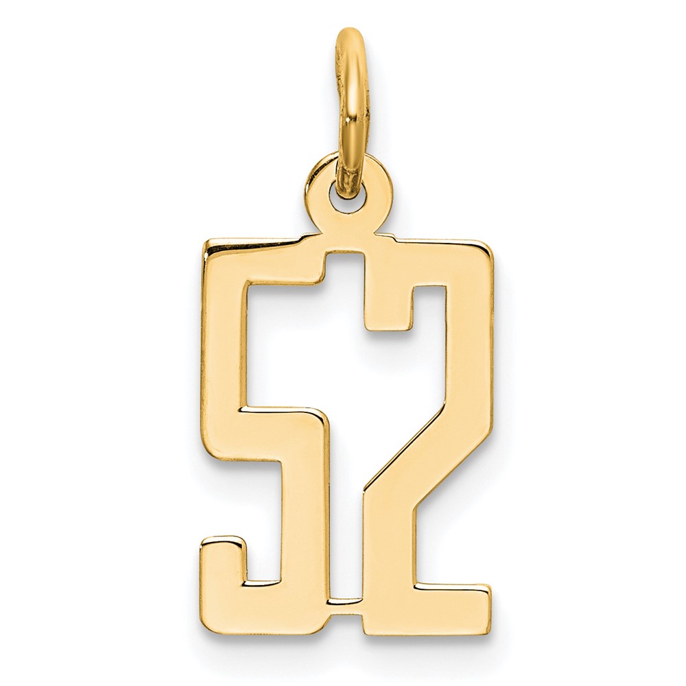 14K Yellow Gold Small Elongated Number 52 Charm
