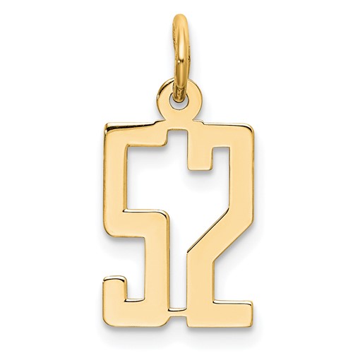 14K Yellow Gold Small Elongated Number 52 Charm