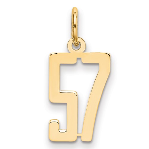 14K Yellow Gold Small Elongated Number 57 Charm