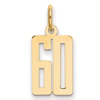 14K Yellow Gold Small Elongated Number 60 Charm view 1