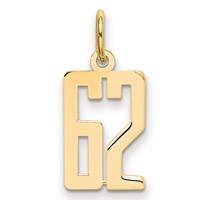 14K Yellow Gold Small Elongated Number 62 Charm view 1