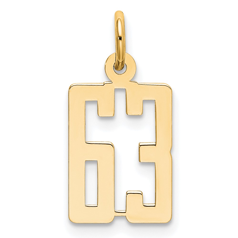14K Yellow Gold Small Elongated Number 63 Charm