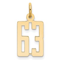 14K Yellow Gold Small Elongated Number 63 Charm view 1
