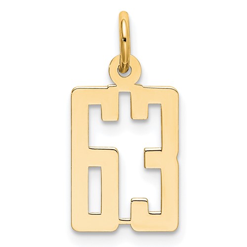 14K Yellow Gold Small Elongated Number 63 Charm