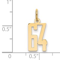 14K Yellow Gold Small Elongated Number 64 Charm view 4