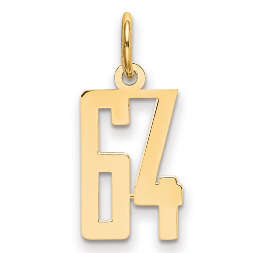 14K Yellow Gold Small Elongated Number 64 Charm