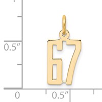14K Yellow Gold Small Elongated Number 67 Charm view 2