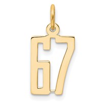 14K Yellow Gold Small Elongated Number 67 Charm view 1