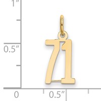 14K Yellow Gold Small Elongated Number 71 Charm view 2