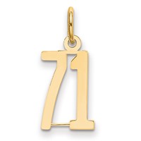 14K Yellow Gold Small Elongated Number 71 Charm view 1