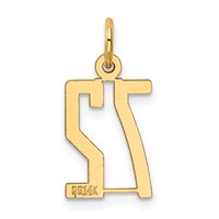 14K Yellow Gold Small Elongated Number 72 Charm view 3