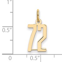 14K Yellow Gold Small Elongated Number 72 Charm view 4