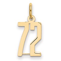14K Yellow Gold Small Elongated Number 72 Charm view 1