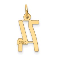 14K Yellow Gold Small Elongated Number 74 Charm view 3