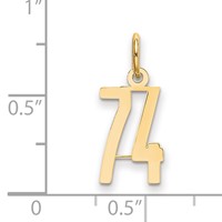 14K Yellow Gold Small Elongated Number 74 Charm view 4